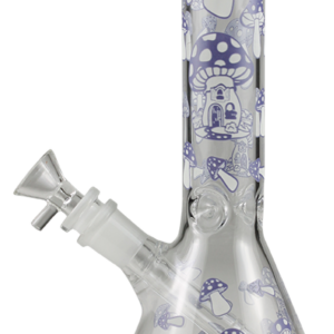 10" GLOW IN THE DARK MUSHROOM PAINTED BEAKER SILVER