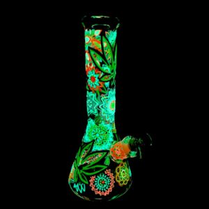 10" GLOW IN THE DARK PAINTED LEAF BEAKER WHITE