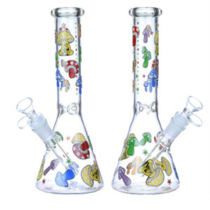 10" GLOW IN THE DARK MUSHROOM PAINTED BEAKER PINK