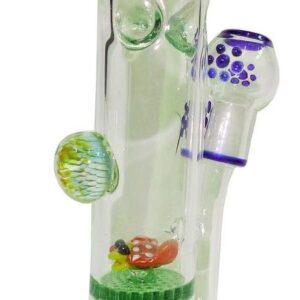10" BEE AND HONEY COMB GLASS WATER PIPE GREEN