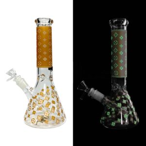 10" GLOW IN THE DARK PAINTED LEAF BEAKER GOLD